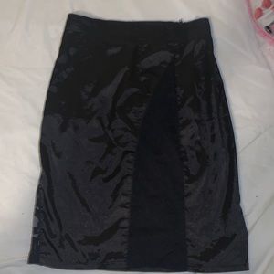 Silk Skirt with Lace Mesh Cut